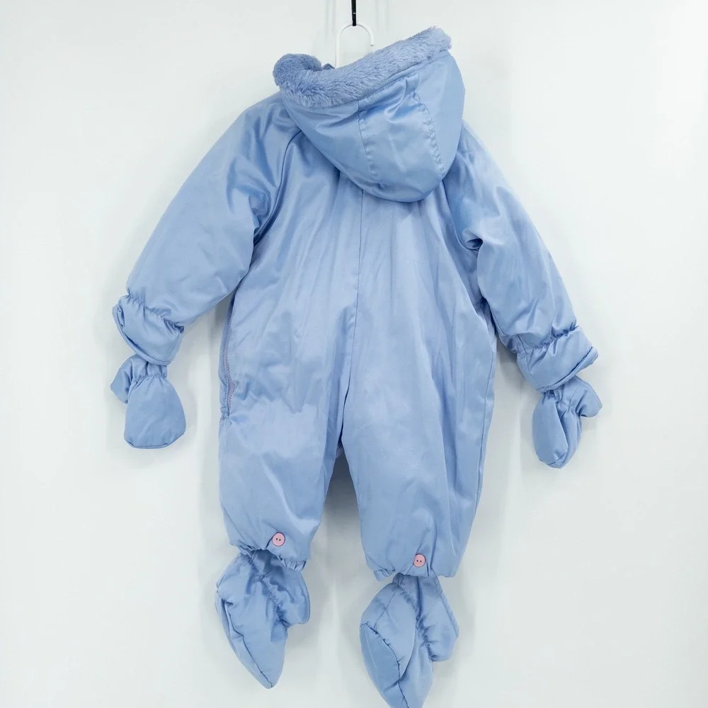 Vintage OshKosh Purple Baby Snowsuit Girls 12M‎  Floral Embroidery 90s Mittens